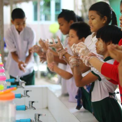 Children in one of our placements learning how to wash their hands to avoid the spread of diseases. Children in one of our placements learning how to wash their hands to avoid the spread of diseases.